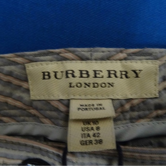 Burberry London Women’s Pin Striped Pant Suit Pale Flint Blue Sz 8 Cotton NWT - Picture 5 of 16